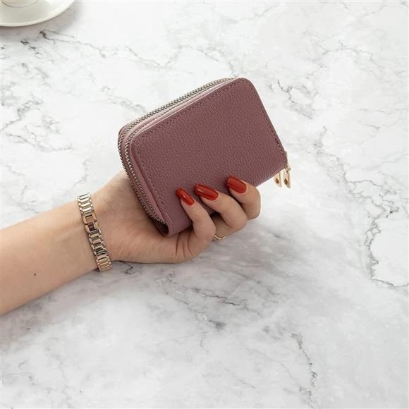 Double Zipper Wallet RFID Chip Anti-Theft Multi Cards Holder Travel Money Bag